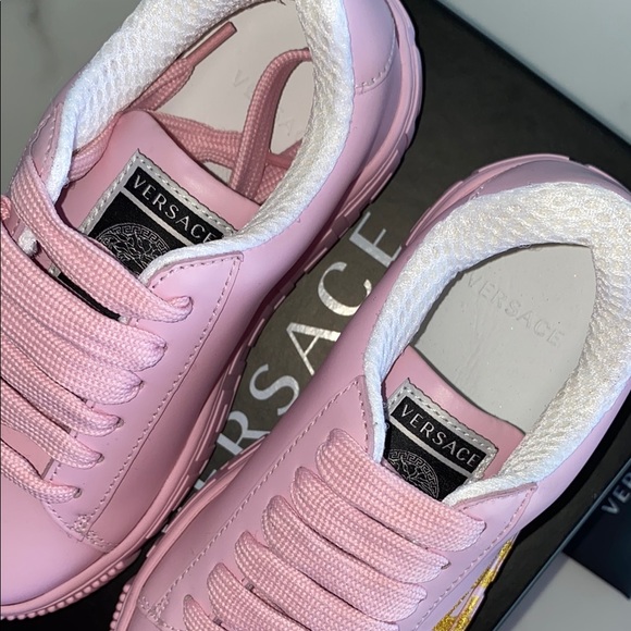 Versace Kids Pink Greca Sneakers - Picture 6 of 7